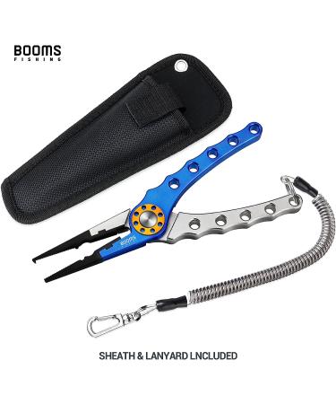 Booms Fishing X1 Aluminum Pliers Saltwater Surf Tackle Kit - Multitool Hook Remover for Braided Line Cutting - Blue with Sheath and Lanyard - Buy Online on GoSupps.com
