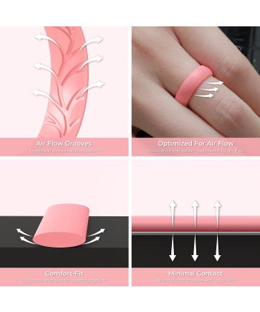 ThunderFit Women Silicone Wedding Bands | Breathable Leaf Cross Pattern Rings | 5.5mm Wide Black | Size 3.5-4 (14.9mm) - Buy Online on GoSupps.com