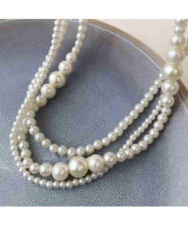 Oralgos Multi-Layer Pearl Choker Necklace for Women | Elegant Imitation Pearls for Weddings Parties & Birthdays - Buy Online on GoSupps.com