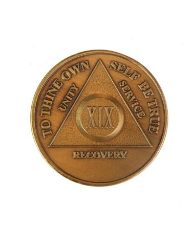 19 Year Bronze AA (Alcoholics Anonymous) - Sober / Sobriety / Birthday / Anniversary / Recovery / Medallion / Coin / Chip by Generic