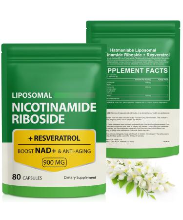 NAD Supplement with Nicotinamide Riboside - Resveratrol Liposomal Nicotinamide Riboside Quercetin - High Purity NAD Supplement for Anti-Aging Focus Energy 160 Capsules (2 Bag)