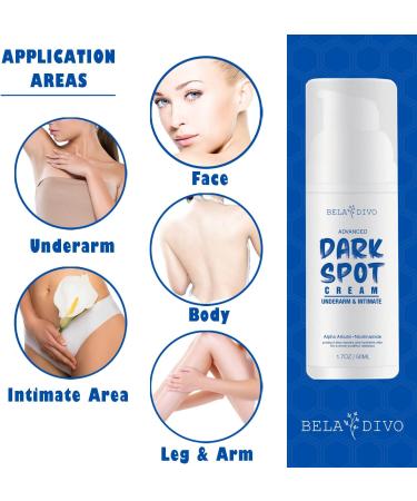BELA DIVO Dark Spot Cream | Natural Underarm & Intimate Cream | Dark Spot Corrector for Face & Sensitive Skin | Hyperpigmentation & Even Skin Tone | Alpha Arbutin & Niacinamide (1.7oz/50ml) - Buy Online on GoSupps.com