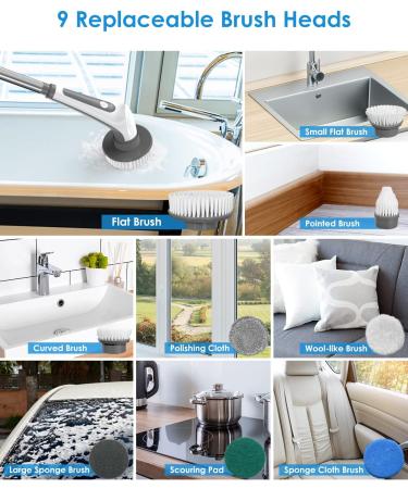 Electric Spin Scrubber Airpher 10 in 1 Cordless Cleaning Brush IPX8 | Power Shower Scrubber for Bathroom, Tub, Tile, Floor, Kitchen, Window | 9 Replaceable Brush Heads - Buy Online on GoSupps.com