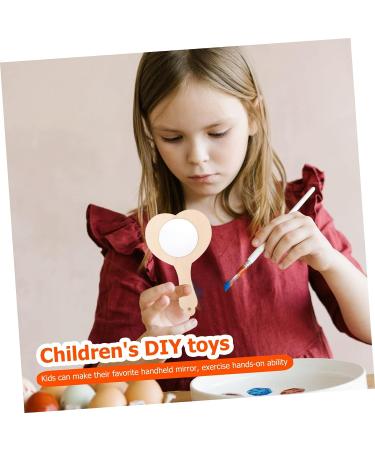 EXCEART Small Wooden Mirror Ornament Crafts - Kids Educational DIY Toy 10pcs Light Brown - Buy Online on GoSupps.com
