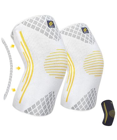 BRACOO Knee Brace Knee Compression Sleeve Support for Men Women with Side Stabilizers Dynamic Compression Lightweight & Breathable Support - Arthritis Pain Injury Recovery KE92 (Gray Pair L) L Gray Pair - Buy Online on GoSupps.com