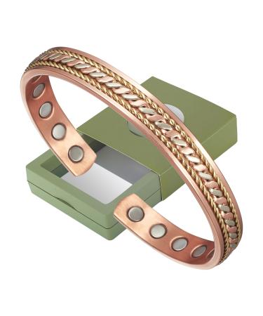 Yinox 10 copper bracelets with strong magnetic treatment for arthritis open and freely adjustable suitable for men and women to wear 3500 gauss for relieving migraines (b)