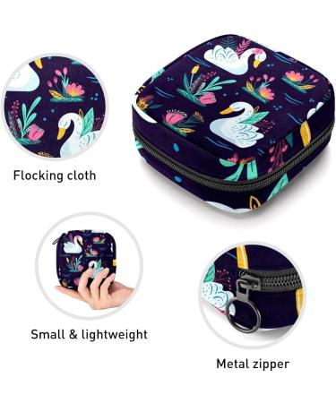White Swan Floral Sanitary Napkin Storage Bag - Portable Period Pouch for Women & Teens - Multi-colored - Buy Online on GoSupps.com