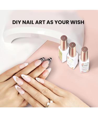 Gel Liner Nail Art Polish Set - 4 Pcs Black White Gold Silver Glitter Colors with Thin Brush - Soak Off LED Lamp Compatible - 0.33 fl. oz Each - Buy Online on GoSupps.com