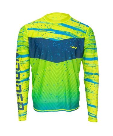 UPF50+ Long Sleeve Fishing Shirts for Men - Vented Sides, Light Weight, Wicking Mahi Madness X-Large