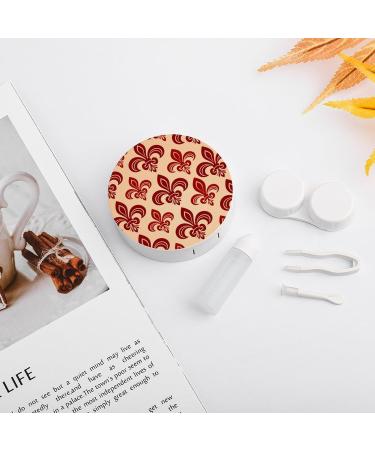 Fleur De Lis Contact Lens Case with Mirror | Portable Cute Eye Lens Box Travel Kit - Buy Online on GoSupps.com