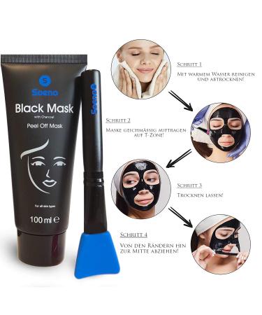 Buy Soena for Men Black Mask 100ml - XXL Activated Charcoal Peel-Off Mask with Brush | Remove Blackheads & Clear Impure Skin - Buy Online on GoSupps.com