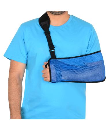 supregear Mesh Arm Sling Adjustable Lightweight Comfortable Shoulder Arm Immobilizer Sling Breathable Right Left Shoulder Stabilizer Support for Injured Arm Elbow Wrist Hand (Blue)