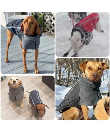 Slowton Winter Dog Coat | Waterproof Windproof Jacket with Turtleneck Scarf for Small to Medium Dogs | Warm Polar Trap Outfit with Reflecting Stripes - Gray M+ - Buy Online on GoSupps.com