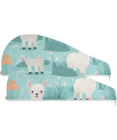 Llama Alpaca Hair Towel 2 Pack - Super Absorbent Quick Dry Hair Turbans for Women & Girls - Buy Online on GoSupps.com