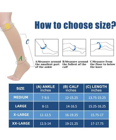 Ktinnead Compression Socks for Women & Men | 20-30 mmHg Knee High Opaque Graduated Stockings | Unisex Open Toe in Beige - Medium Size - Buy Online on GoSupps.com