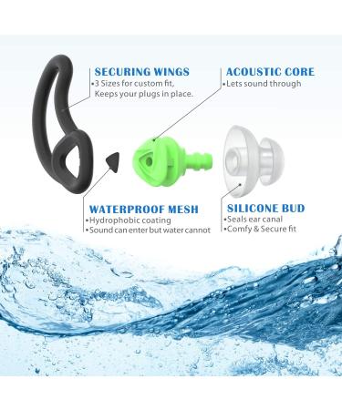 Hearprotek Waterproof Silicone Ear Plugs for Swimming - 2 Pairs for Men, Women, and Juniors - Green - Buy Online on GoSupps.com