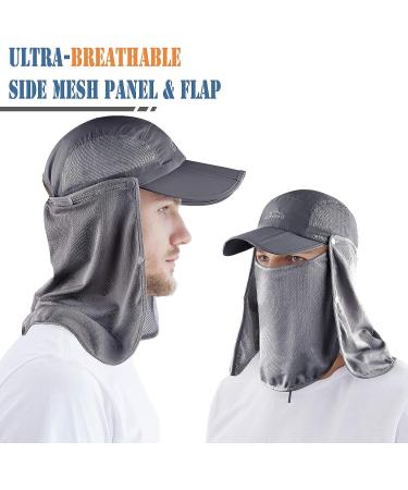 ELLEWIN Fishing Hat Sun Cap UPF 50+ with Removable Mesh Face Neck Flap Cover - Grey - Buy Online on GoSupps.com