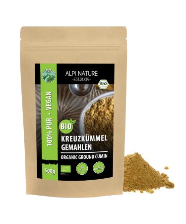 Orchestra ground (500g) cumin powder crumpled grinding in raw food quality from controlled organic cultivation cumin grains gluten -free lactose -free laboratory test vegan 500 g (1 Pack)