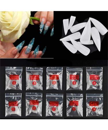 600 Long Stiletto Nail Tips - White Artificial Fingernails for DIY Nail Art & Nail Studios | Hot Tip Nails #1 #4 - Buy Online on GoSupps.com