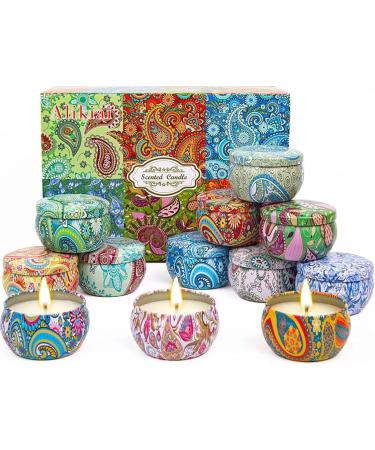 Scented Candles Gift Set for Women | 12Pcs Natural Soy Wax | Long Lasting Aromatherapy | Portable Tin | Perfect Birthday & Christmas Gifts by Hamstyle - Buy Online on GoSupps.com