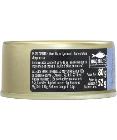 Alermon white tuna in olive oil with reduced salt content Pointe de Penmarc'h set of 6 boxes of 80g - Delivery in 2 to 3 work - Buy Online on GoSupps.com