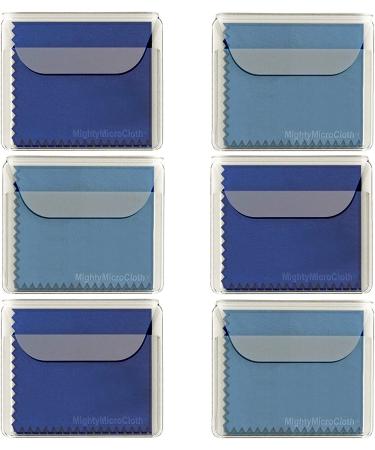 MightyMicroCloth 10x10 Lens Cleaning Cloths 6 Pack Large - Royal Blue/Light Blue - Lint-Free Microfiber for Glasses, Phones, Screens, Electronics - Travel Pouch Included - Buy Online on GoSupps.com