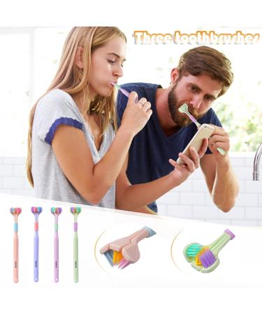 Buy 2-Piece V-Shaped Three-Sided Toothbrush Set for Adults & Children - Gentle All-Sides Cleaning & Gum Care - Green - Buy Online on GoSupps.com