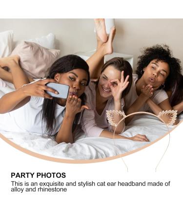 Lurrose Cat Ears Headband - Gold Crystal Leaf Shaped Hair Accessory for Stylish Parties - International Shipping Available - Buy Online on GoSupps.com