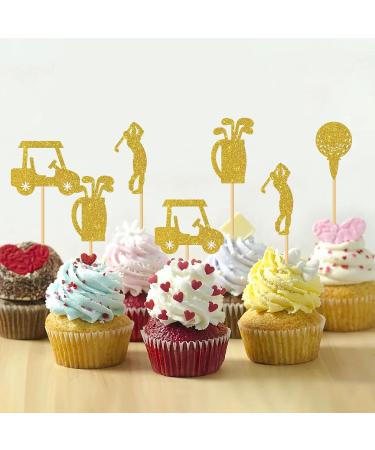 MonMon & Craft Golf Cupcake Toppers - Sport Theme Golf Birthday Cupcake Decor - Baby Shower Party Decor - Retirement Party Decorations Golf Club Cupcake Toppers - 24 Pcs Gold Glitter - Buy Online on GoSupps.com