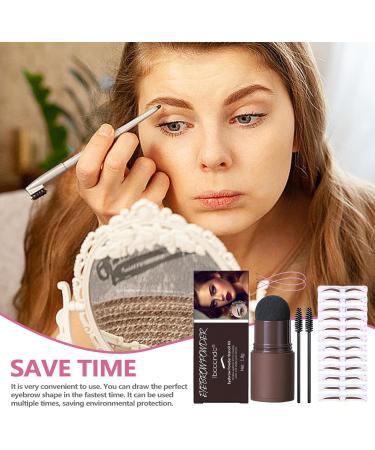 Eyebrow Stencil Kit - Long-Lasting Eye Brow Stamp Shaping Kit Reusable Eye Brow Stamp with 12 Eyebrow Templates for Beginner and Skilled Person Rowces Natural Brown - Buy Online on GoSupps.com