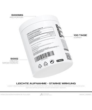 Buy Aceus Nutrition Creatine Monohydrates 500g - High Dose for Improved Performance & Muscle Strength - Made in Germany - International Shipping Available - Buy Online on GoSupps.com