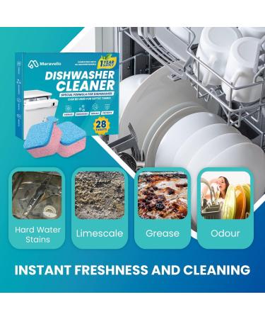Maravello Dishwasher Cleaner Tablets - 24 pcs, 12 Months Supply - Effective Descaler & Detergent Tabs - For All Machines - Grapefruit Scent - Buy Online on GoSupps.com