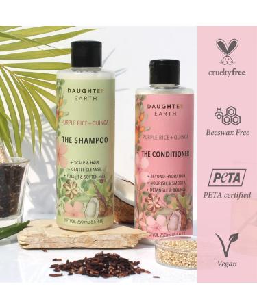 Buy Daughter Earth Shampoo & Conditioner - Nourishing Purple Rice & Quinoa for Hairfall Dandruff & Frizz | Gentle Cleanser for Softer Hair | 250 ml Each - International Shipping - Buy Online on GoSupps.com
