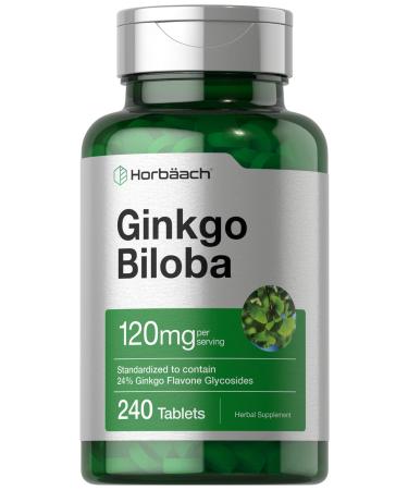 Ginkgo Biloba | 120mg | 240 Tablets | Gluten Free & Non-GMO Supplement | by Horbaach