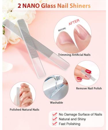 4PC Glass Nail File and Shiner Set - Professional Salon Manicure Tools for Acrylic and Natural Nails - Perfect for Women & Girls - Gradient - Buy Online on GoSupps.com