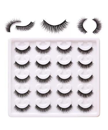 False Lashes Natural Look 6D Thick Faux Mink Lashes 10 Pairs 100% Handmake Reusable Fluffy Volume Full Strip Eye Lashes Short-Thick_10pairs