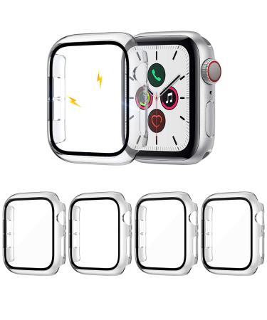 ZEBRE 4-Pack Compatible with Apple Watch 44mm Case with Built-in HD Clear Ultra-Thin Hard PC Screen Protector Cover Compatible with Apple Watch Series 4/5/ 6/SE Clear/Clear/Clear/Clear 44mm