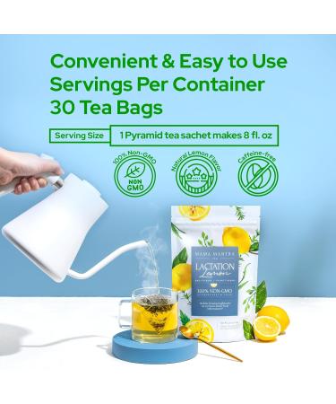 Mama Mantra Lactation Lemon Flavored Tea | Supports Mother's Milk Production for Breastfeeding and Nursing | Organic Ingredients | Mama Owned | 30 Tea Bags - Buy Online on GoSupps.com