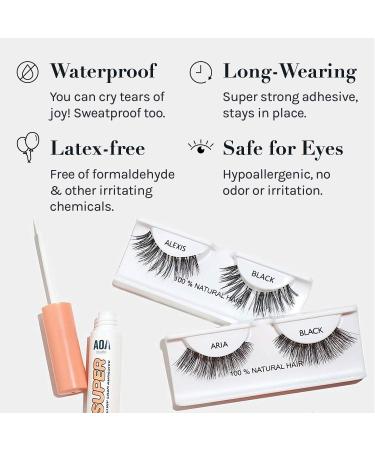 AOA Studio Eyelash Adhesive 4 Pack - Strong Hold, Water-Resistant Formula - Latex-Free, Quick-Dry Lash Glue Enhancers - 0.17oz Each - Buy Online on GoSupps.com