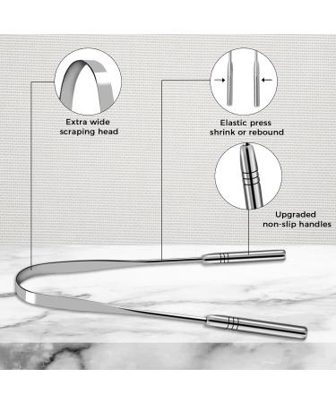 Stainless Steel Tongue Scraper 2 Pack - Effective Oral Care Tool for Adults & Kids | Reduce Bad Breath & Halitosis with Protective Case - Buy Online on GoSupps.com