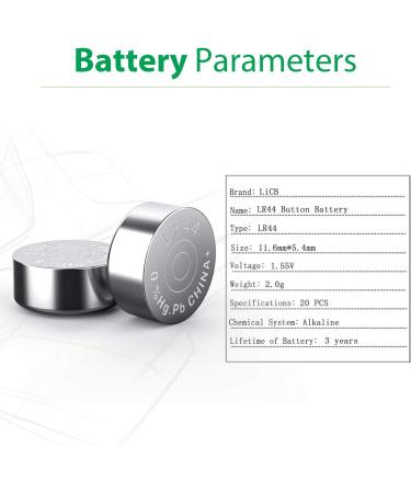 Buy LiCB 20 Pack LR44 AG13 357 303 SR44 1.5V Button Coin Cell Batteries - Long Lasting Power for All Devices - Buy Online on GoSupps.com