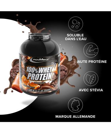 IronMaxx 100% Whey Protein Powder - Dark Chocolate Cookie Salted Caramel 2.35kg Box | Whey Protein Powder Reduced in Sugar and Water Soluble | Many Different Flavors - Buy Online on GoSupps.com