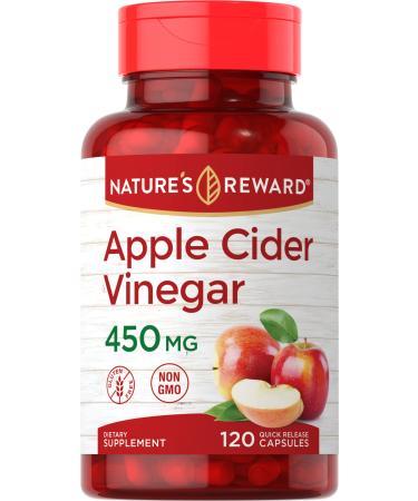 Nature's Reward Apple Cider Vinegar Capsules - 120 Count - Non-GMO & Gluten Free Supplement - Buy Online on GoSupps.com
