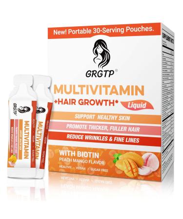 Liquid Multivitamin + Hair Growth | Biotin 10000mcg | Support Healthy Skin Promote Thicker Fuller Hair Reduce Wrinkles & Fine Lines | 15.22 Fl Oz