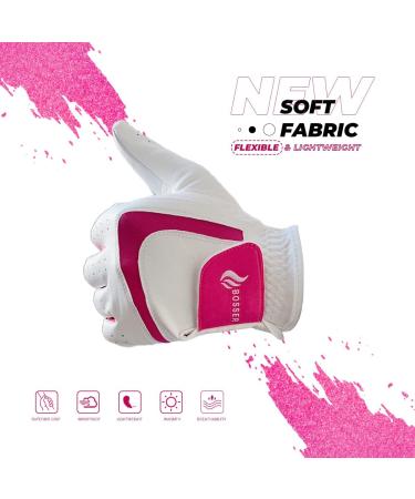 BOSSER Women's Leather & Elastane Golf Gloves - Right-Handed (Left Hand) - Ergonomic Fit - Size M - International Shipping Available - Buy Online on GoSupps.com