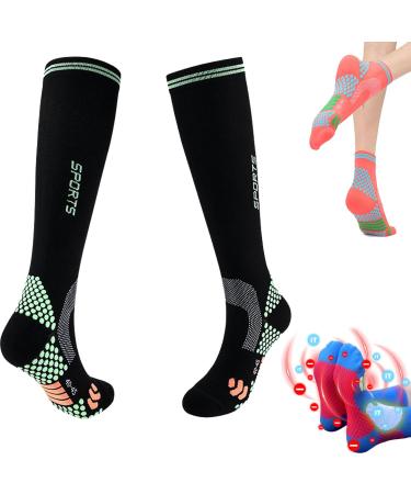 HIGHERSOCKS 2023 Upgraded Far Infrared Schorl Titanium Ion Heightening Booster Socks Tourmaline Health Sock (Black-2 M) Medium Black-2