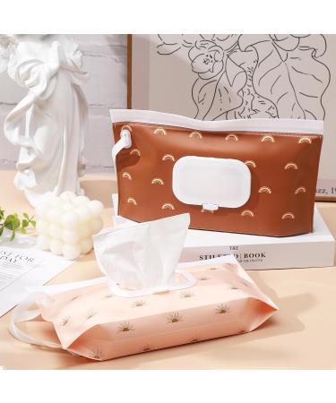 Sannix Reusable Baby Wet Wipes Bag for On-the-Go - 2 Box Holder Brown Bohemian Design | Eco-Friendly & Portable - Buy Online on GoSupps.com