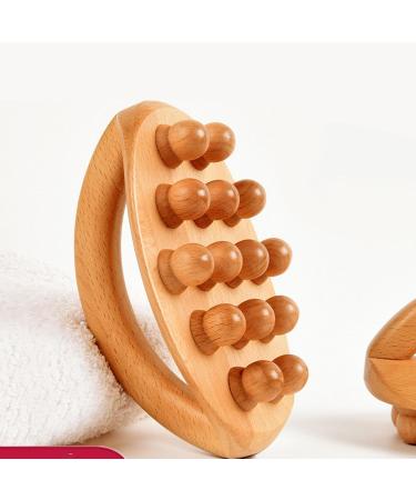 Hand-Held Wooden Body Massage Brush with Smoothing Pearls - Meridian Gua Sha Device for Muscle Relaxation | International Shipping - Buy Online on GoSupps.com