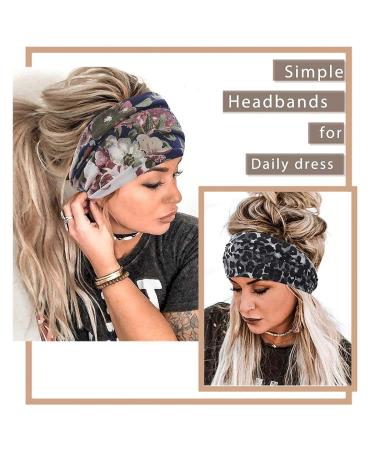 Gangel Boho Floral Printed Wide Headbands - Pack of 3 | Vintage Hair Accessories for Women and Girls - Buy Online on GoSupps.com