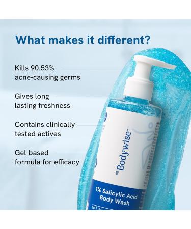 Buy Be_Body.wise 1% Salicylic Acid Body Wash - Acne Prevention Exfoliating Shower Gel for All Skin Types 250ml - Paraben & SLS Free - Buy Online on GoSupps.com